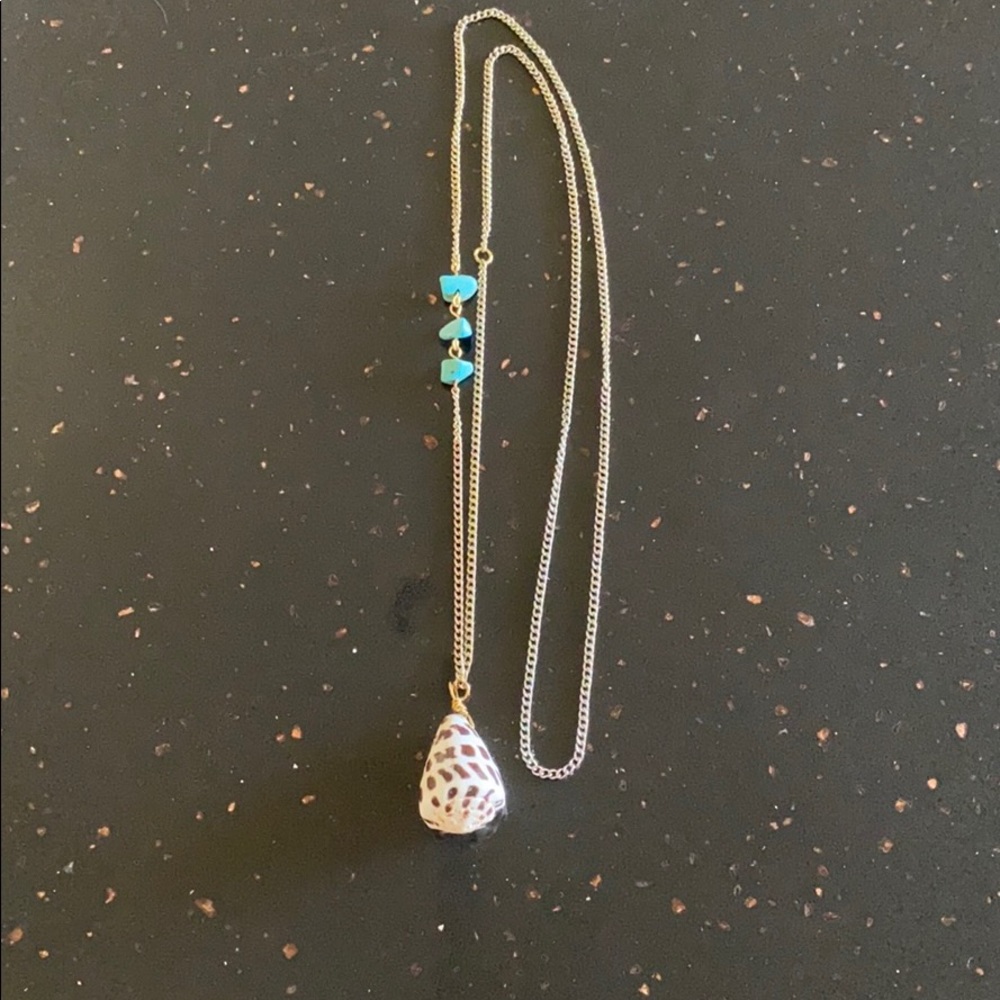 Tropical Cone shell necklace with Turquoise